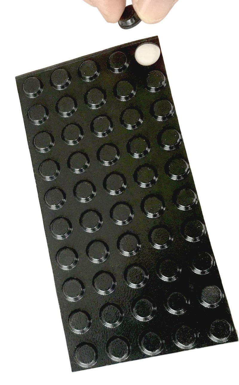 Secfanya Rubber Anti-Skid, Shock Absorbing, Dent Protection Pads - Black Round Self Stick Pads 0.5" X 0.14" 50 Items per Sheet, 4 Sheets, for Home, Hobby, Craft or Commercial Use - Image 2